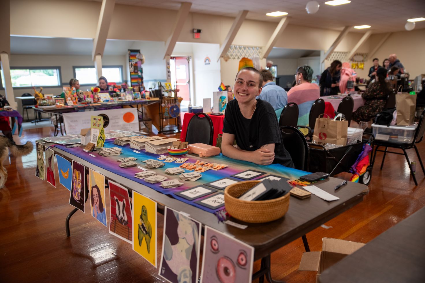 Artist and vendor booth at a Pride event